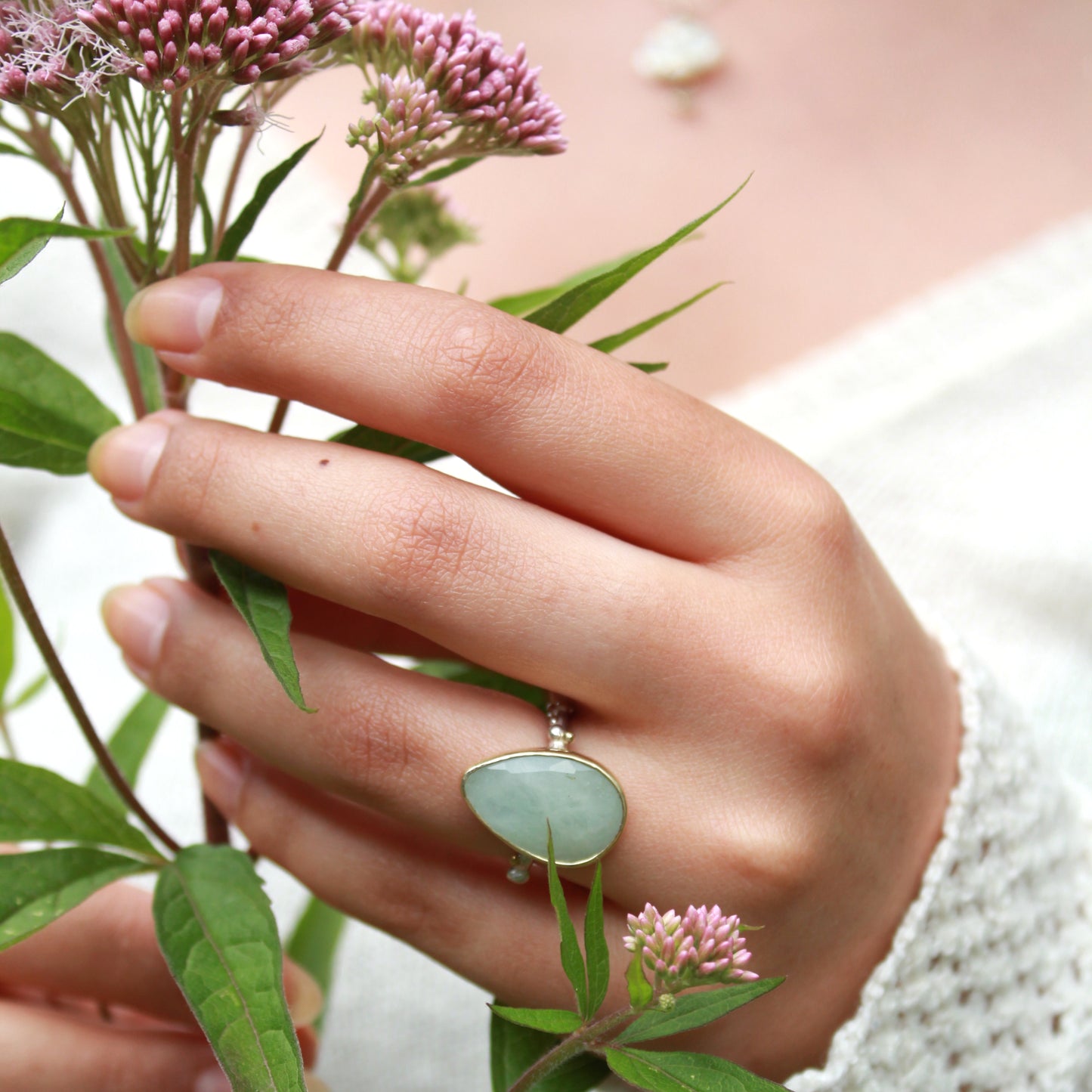 Ring "Lentekroon" Aquamarijn