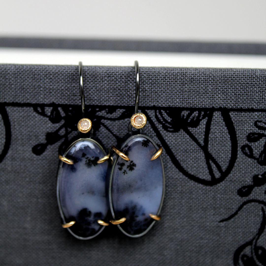 Oorbellen met agaat "Misty Forest"