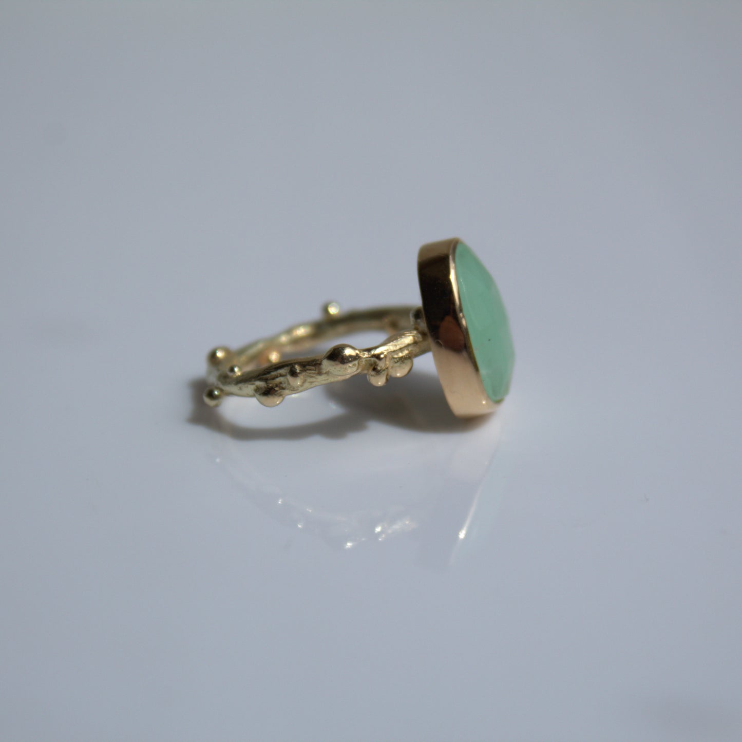 Lentekroon ring goud Chrysopraas