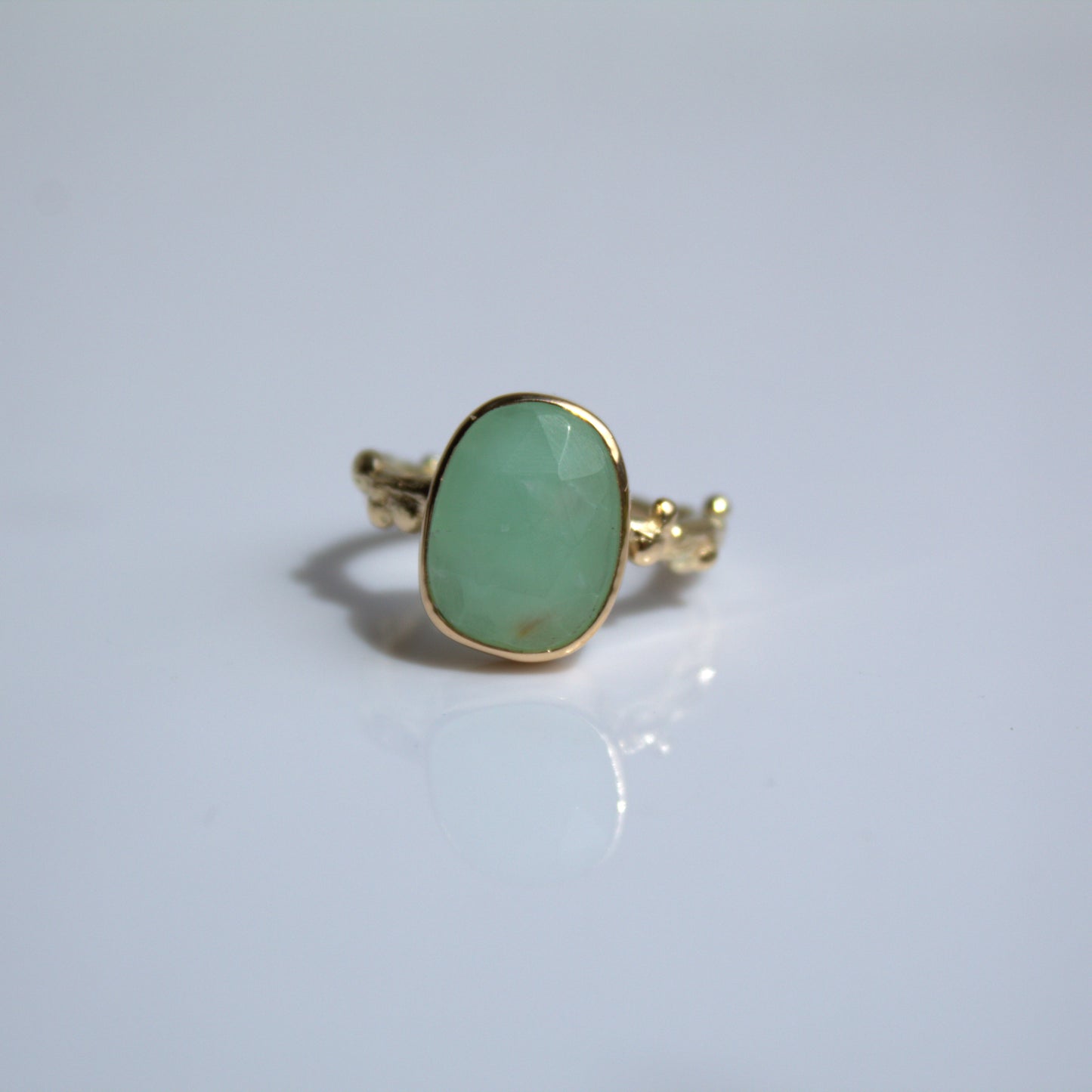 Lentekroon ring goud Chrysopraas