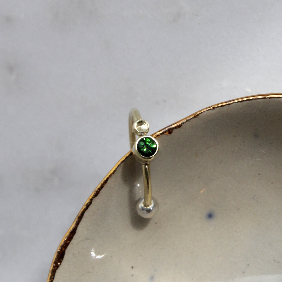 Gouden earcuff | Toermalijn