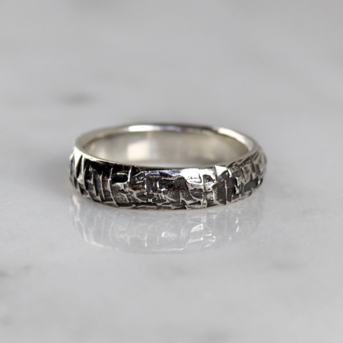 heren ring structuur zilver