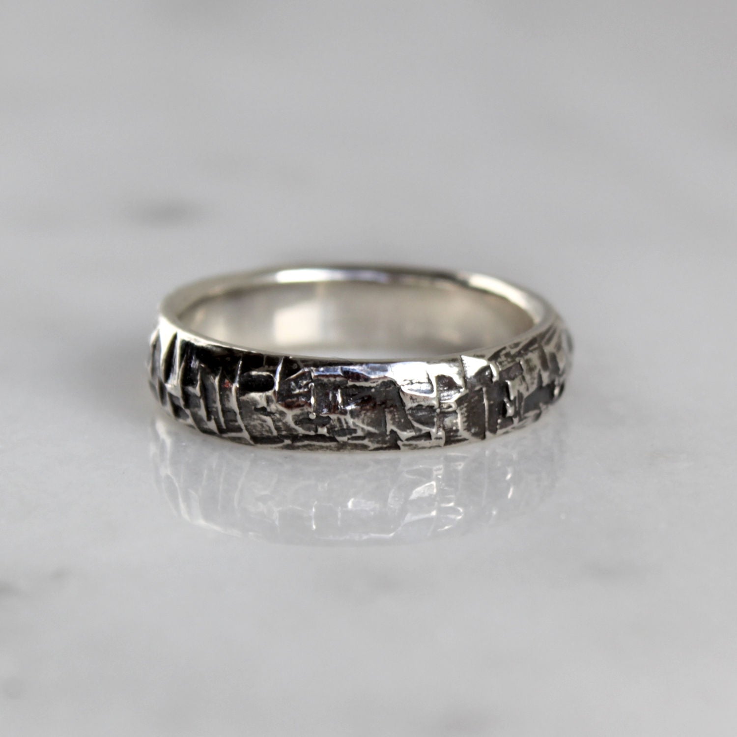 heren ring structuur zilver