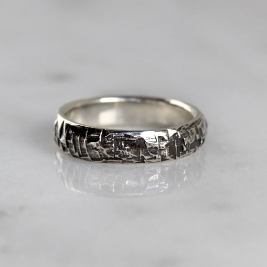 heren ring structuur zilver