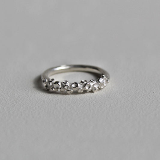 stapelring botanisch zilver