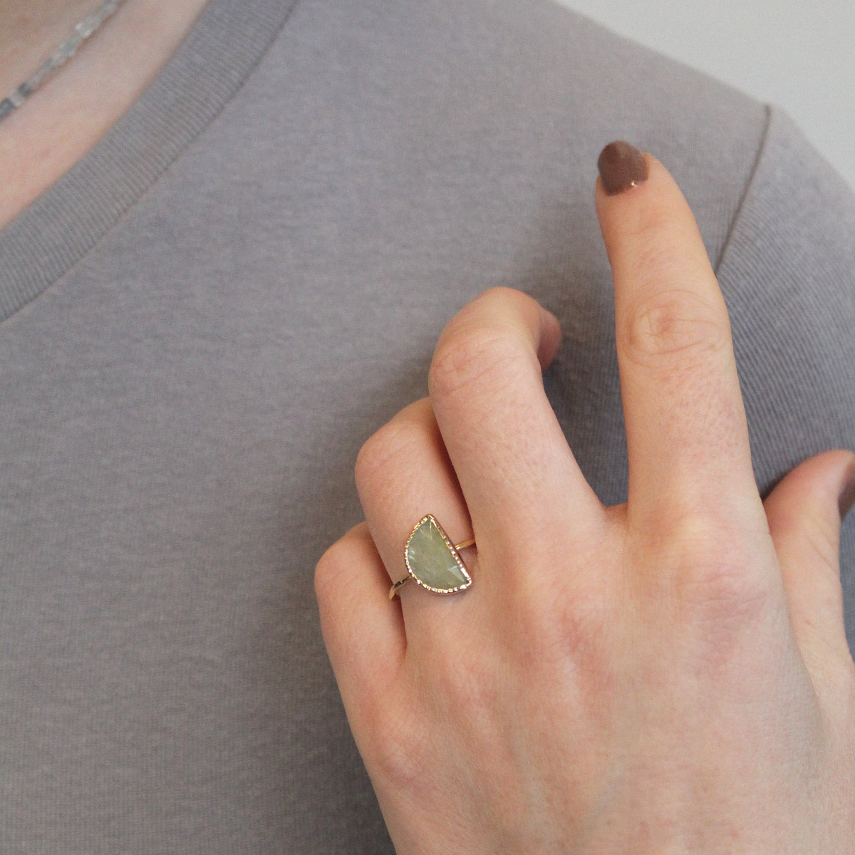 Luna, halve maan ring goud